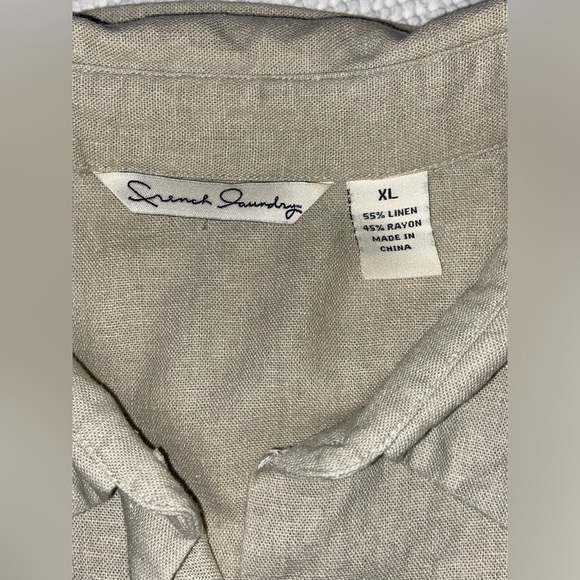 Women’s FRENCH LAUNDRY oatmeal‎ linen blend buttoned shirt size XL - Picture 4 of 15